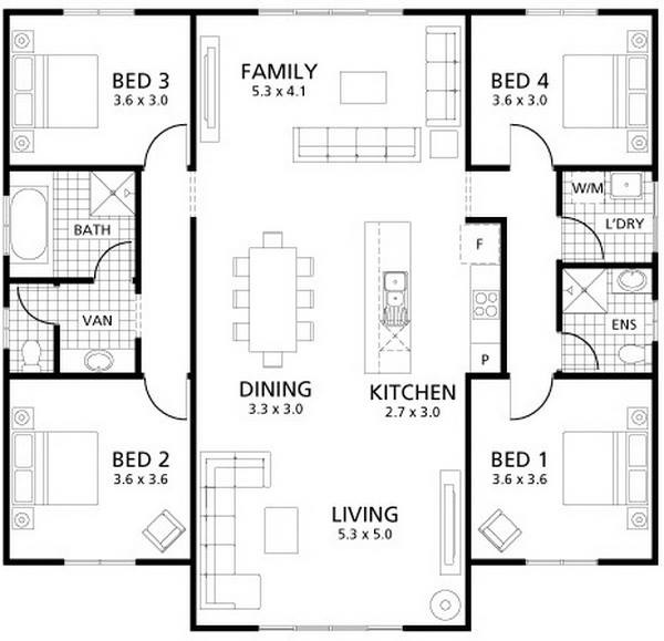 Small 4 Bedroom House Plans 1 Story: Perfect for Families and Budget-Friendly