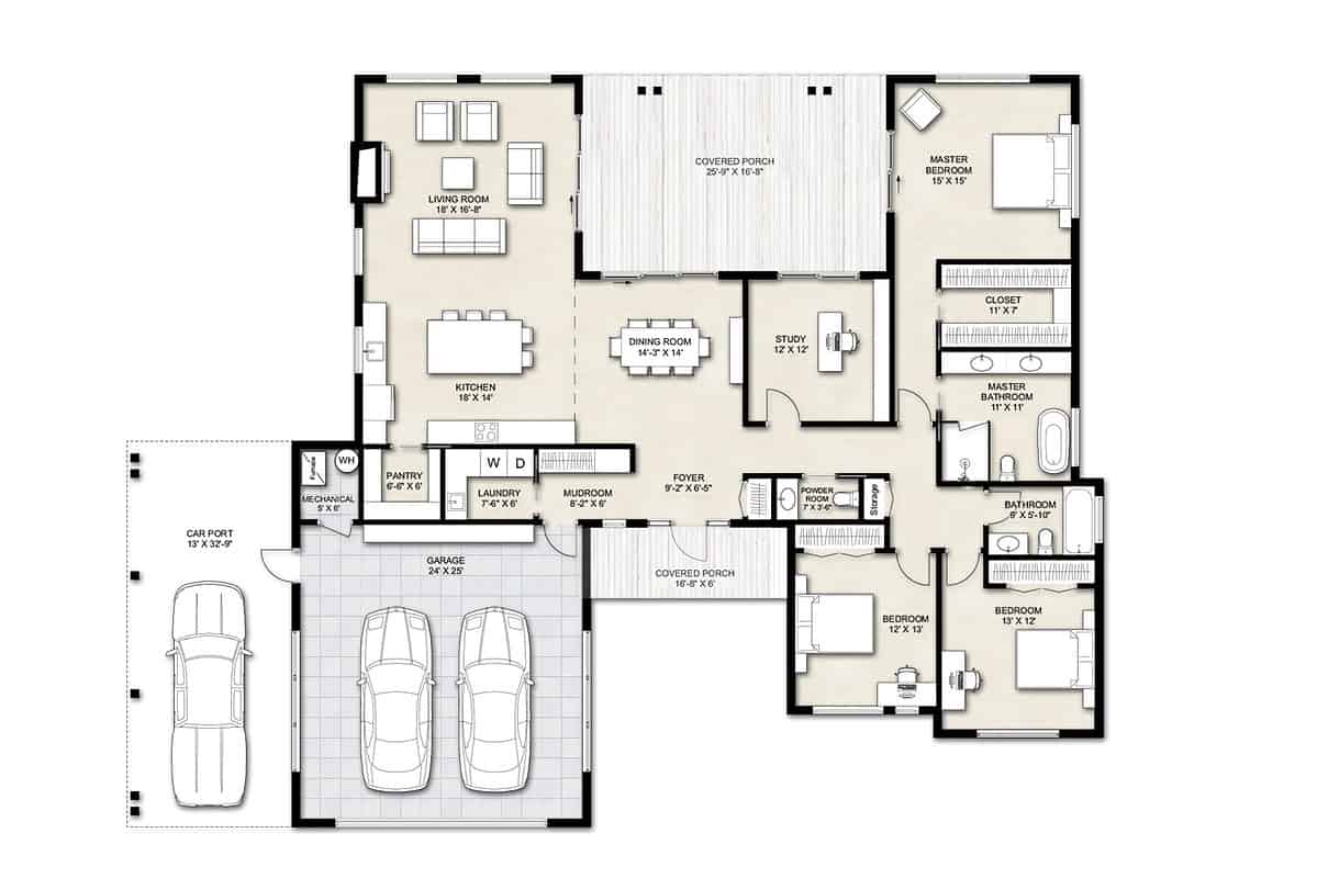 25 Elegant 4 Bedroom House Plans U Shape Perfect For Entertaining