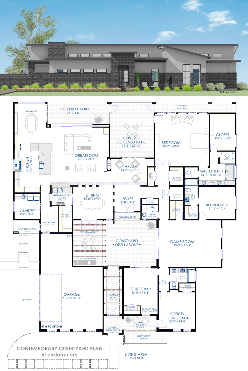 Courtyard House Plans: A Private Oasis in the Heart of Your Home