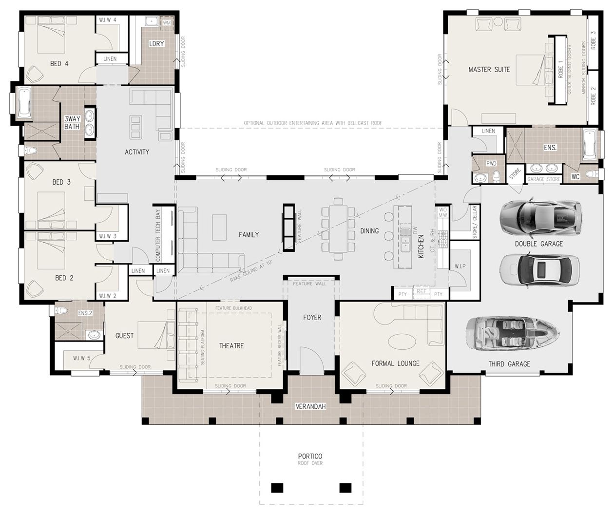 25 Smart 4 Bedroom U Shaped House Plans Adaptable For Any Lot Size